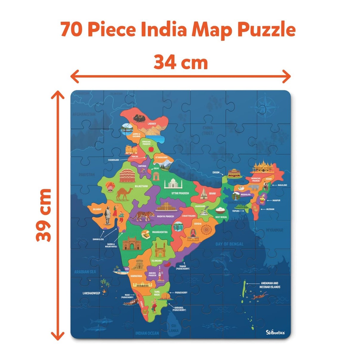 Skillmatics India Map Puzzle, 6Y+, Multicolour