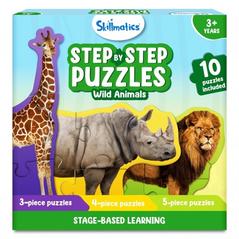 Skillmatics Step by Step Puzzle 40 Piece Wild Animal, 24M+, Multicolour