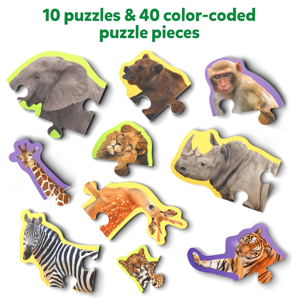 Skillmatics Step by Step Puzzle 40 Piece Wild Animal, 24M+, Multicolour