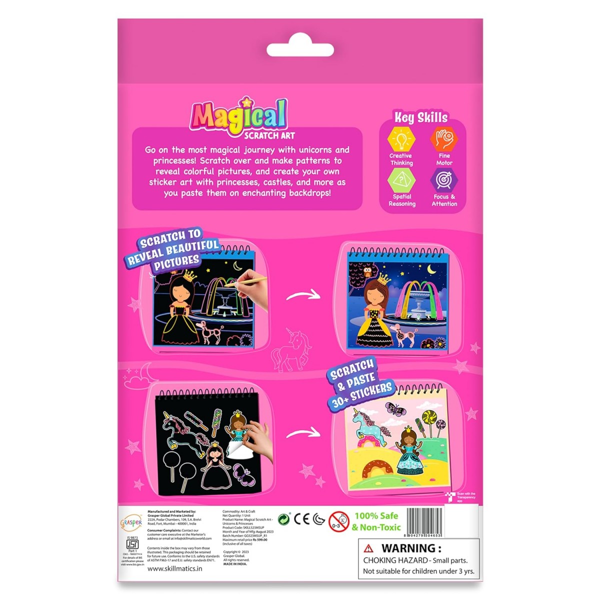 Skillmatics Magical Scratch Unicorns & Princesses, 3Y+, Multicolour