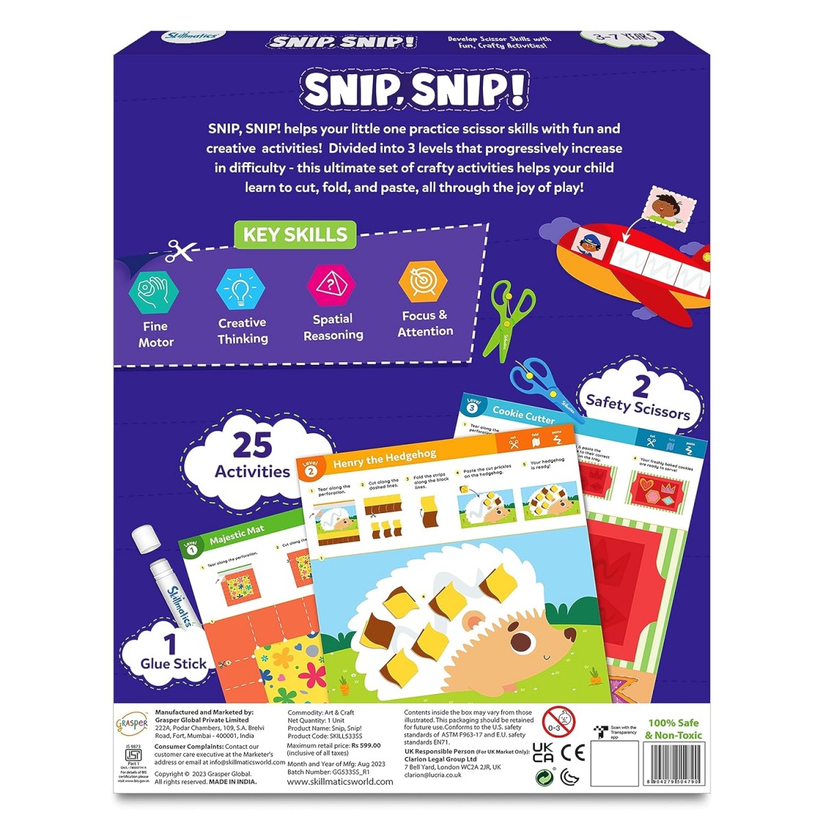 Skillmatics Snip Snip Art & Craft Kit, 3Y+, Multicolour