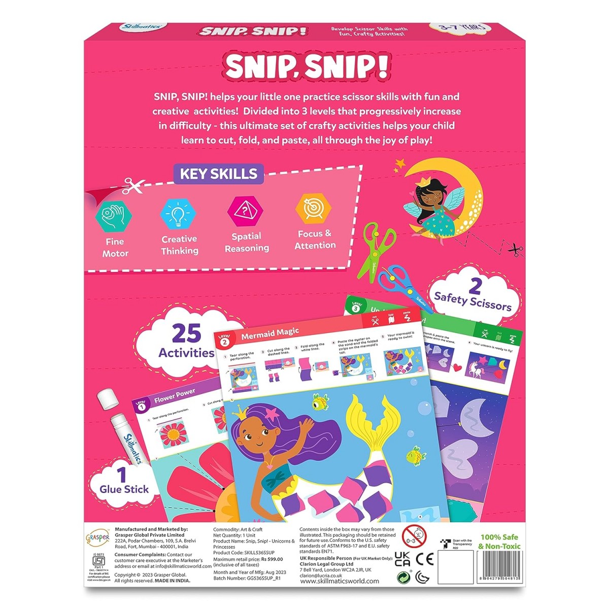 Skillmatics Snip Snip Unicorn & Princess, 3Y+, Multicolour