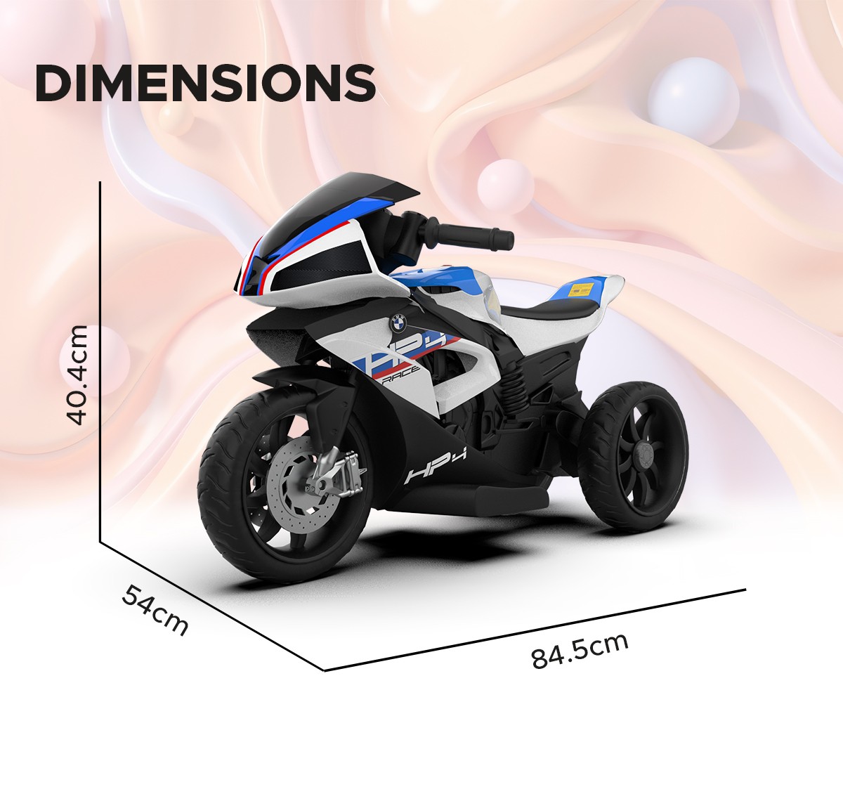 Emotorad Formula Fun BMW HP4 Ride-On Bike, White, 3Y+