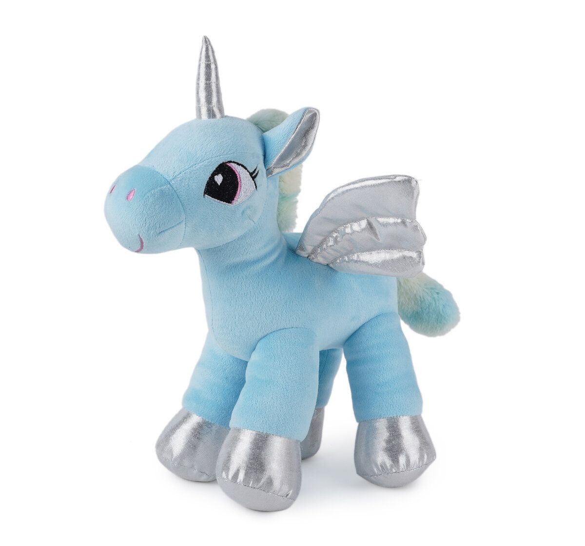 Jeannie Magic Sky Blue Unicorn-Silver and Sparkly Eyes Soft and Cuddly Toy, 0M+