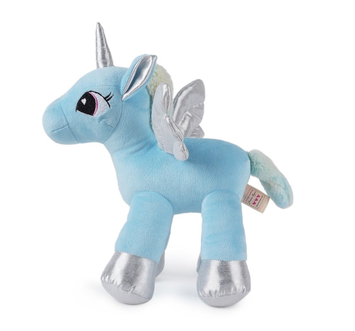 Jeannie Magic Sky Blue Unicorn-Silver and Sparkly Eyes Soft and Cuddly Toy, 0M+