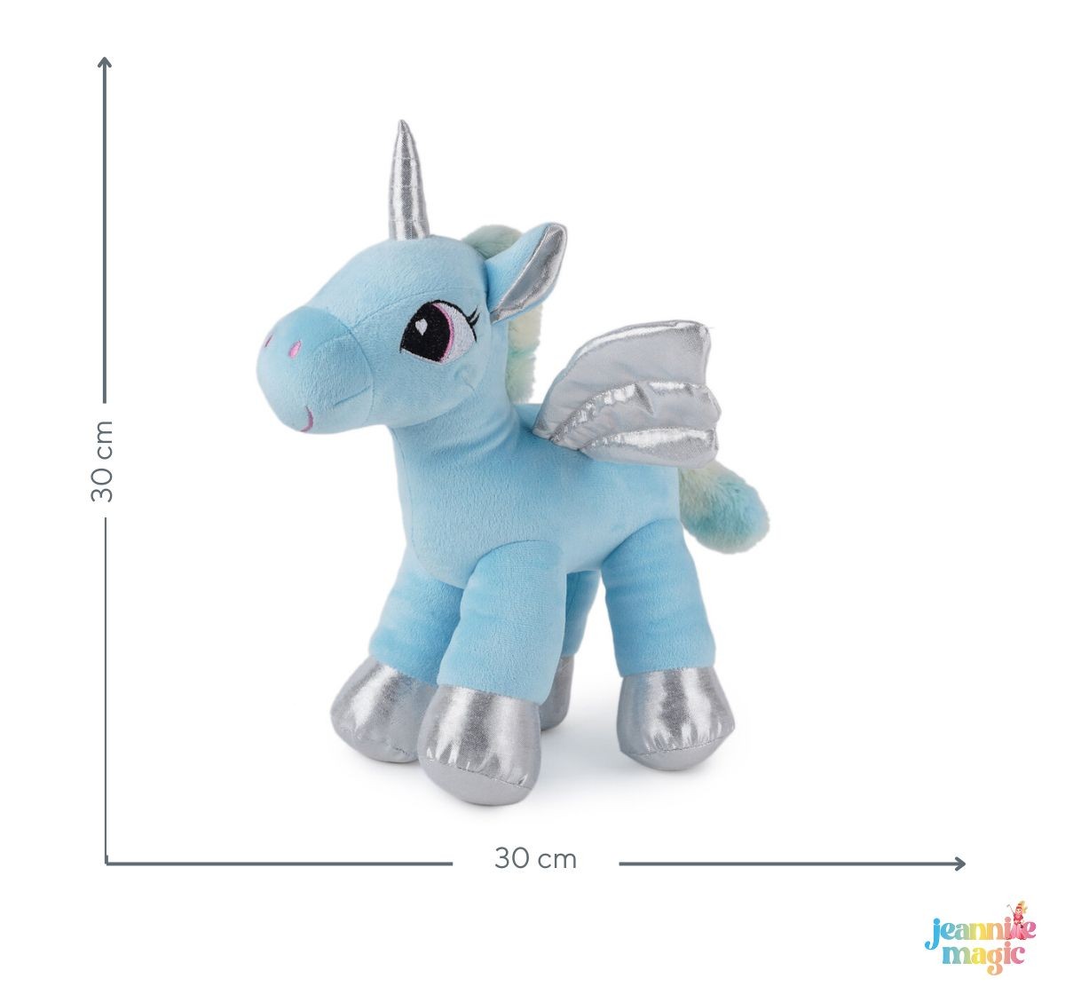 Jeannie Magic Sky Blue Unicorn-Silver and Sparkly Eyes Soft and Cuddly Toy, 0M+