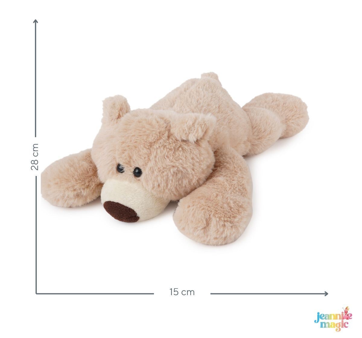 Jeannie Magic Baby Bear Taupe Beige Samll Lying Soft and Cuddly Toy, 0M+